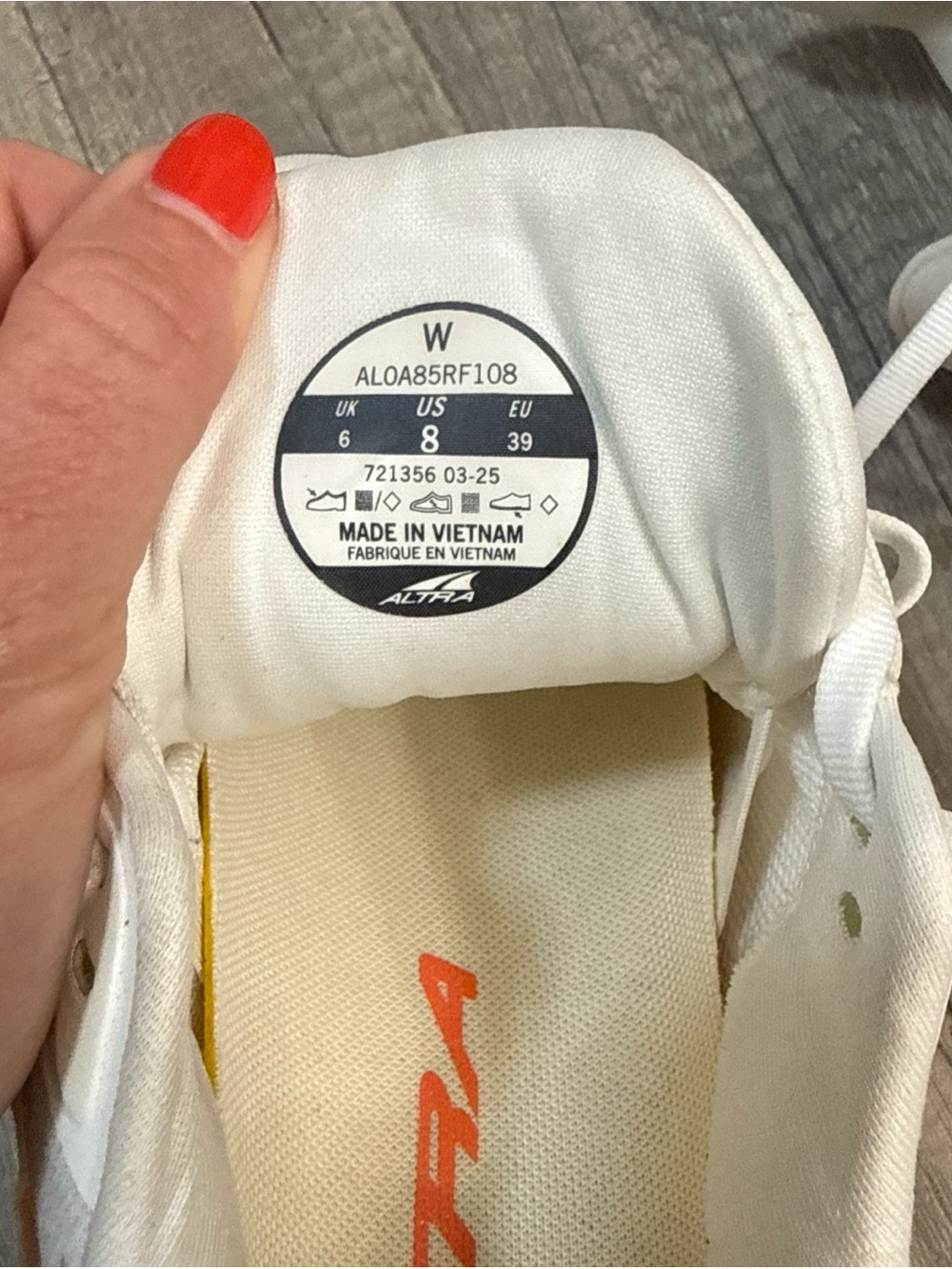 Altra Women's White Running Shoes with Pink-to-Orange Gradient Midsole - Picture 7 of 8